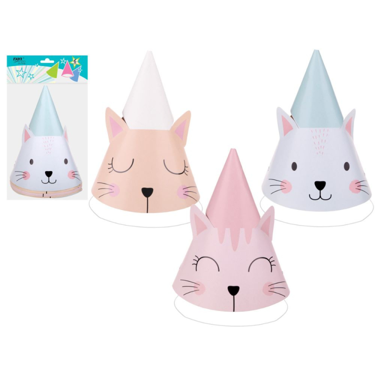 Czapeczki papierowe Kitty 6 sztuk RAVI